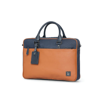 Commute Messenger Bag- Navy Blue & Tan