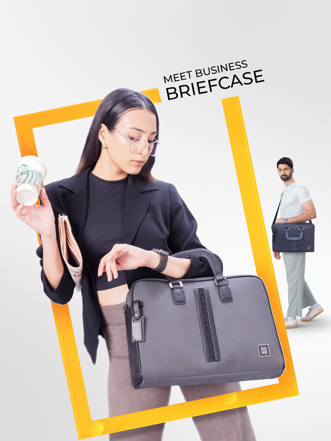 Briefcase Messenger Bag- Volcanic Black