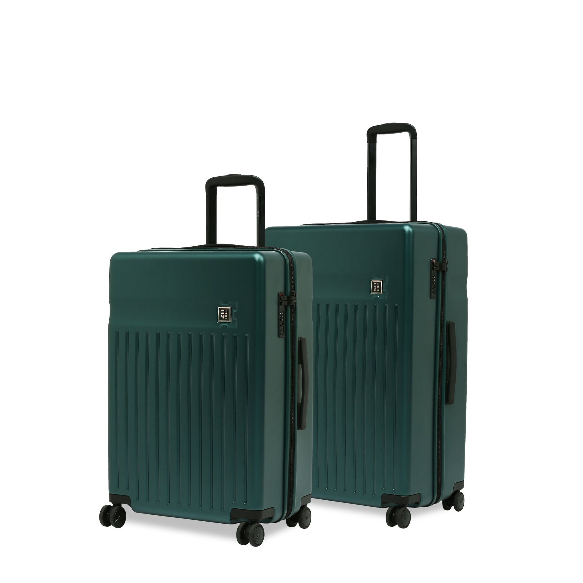 Classic Check-in Medium and Large suitcases in dark green color.