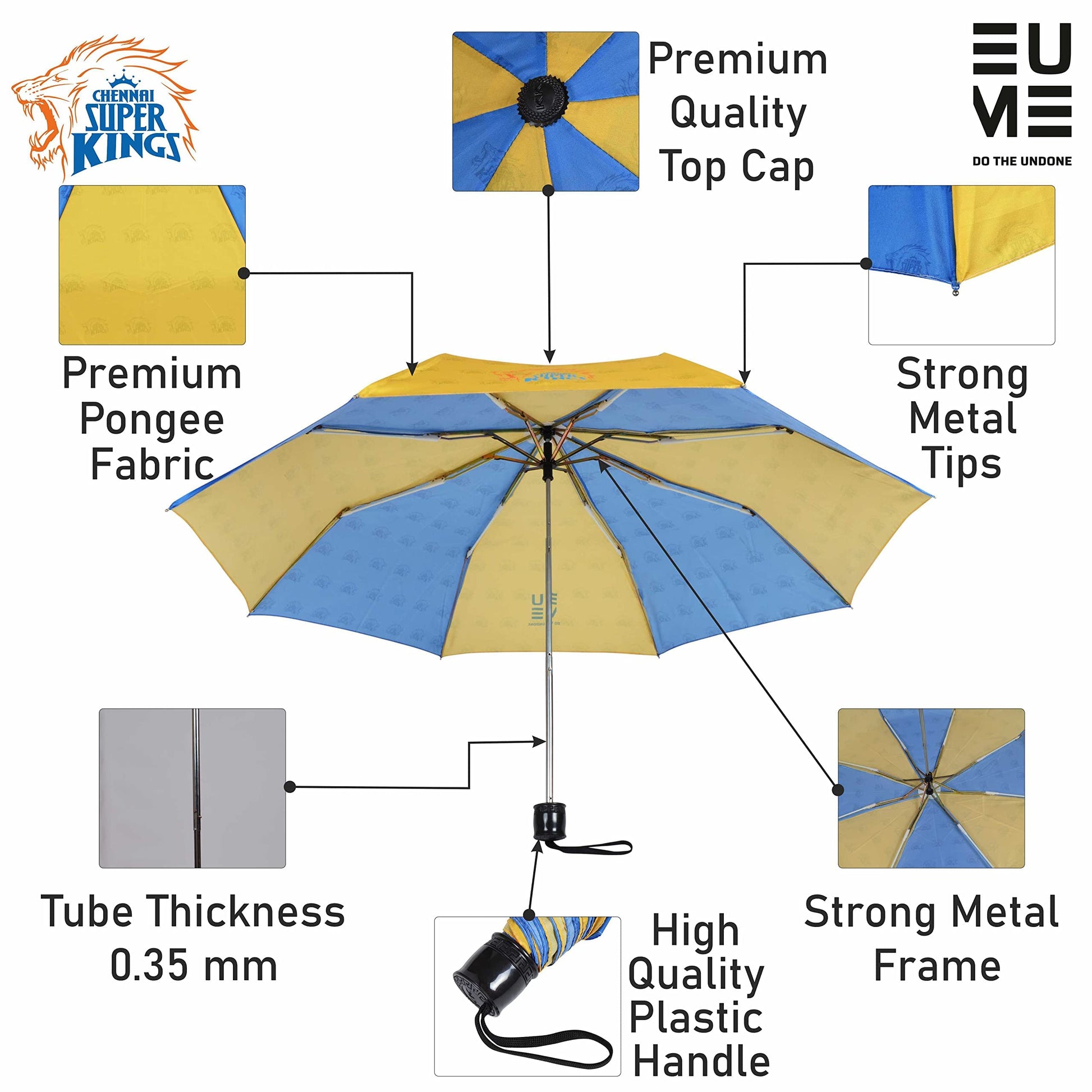 Eume Chennai Super Kings Csk 21.5" 3 Fold Umbrella - Image 5