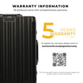 Warranty information for EUME's Aluminium Black Cabin suitcase.