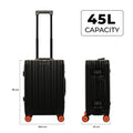 Aluminium Black Cabin luggage with 45L capacity and durable design.