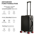 Aluminium Black Cabin suitcase features advanced functionalities and durable design.