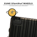 EUME SilentRun™ wheels on Aluminium Black Cabin luggage for smooth travel.