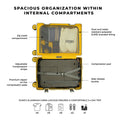 Spacious internal organization of EUME Aluminium Cabin luggage compartments.