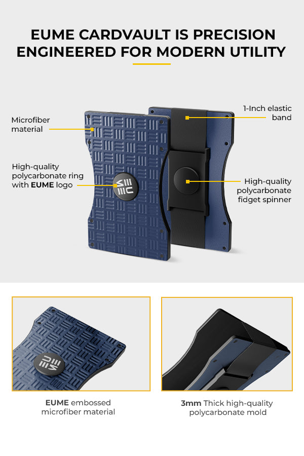 EUME CardVault Cardholder - Midnight Blue product image clean studio background
