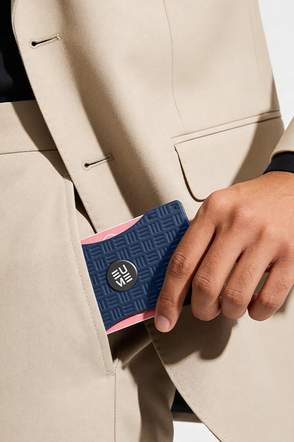 EUME CardVault Cardholder - Midnight Blue product image clean studio background