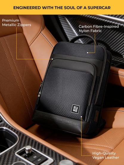 EUME carbonis 20l laptop backpack - charcoal black product image clean studio background
