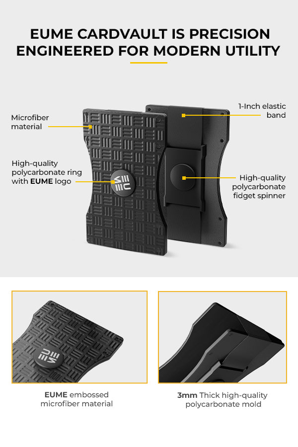 EUME CardVault Cardholder - Charcoal Black product image clean studio background
