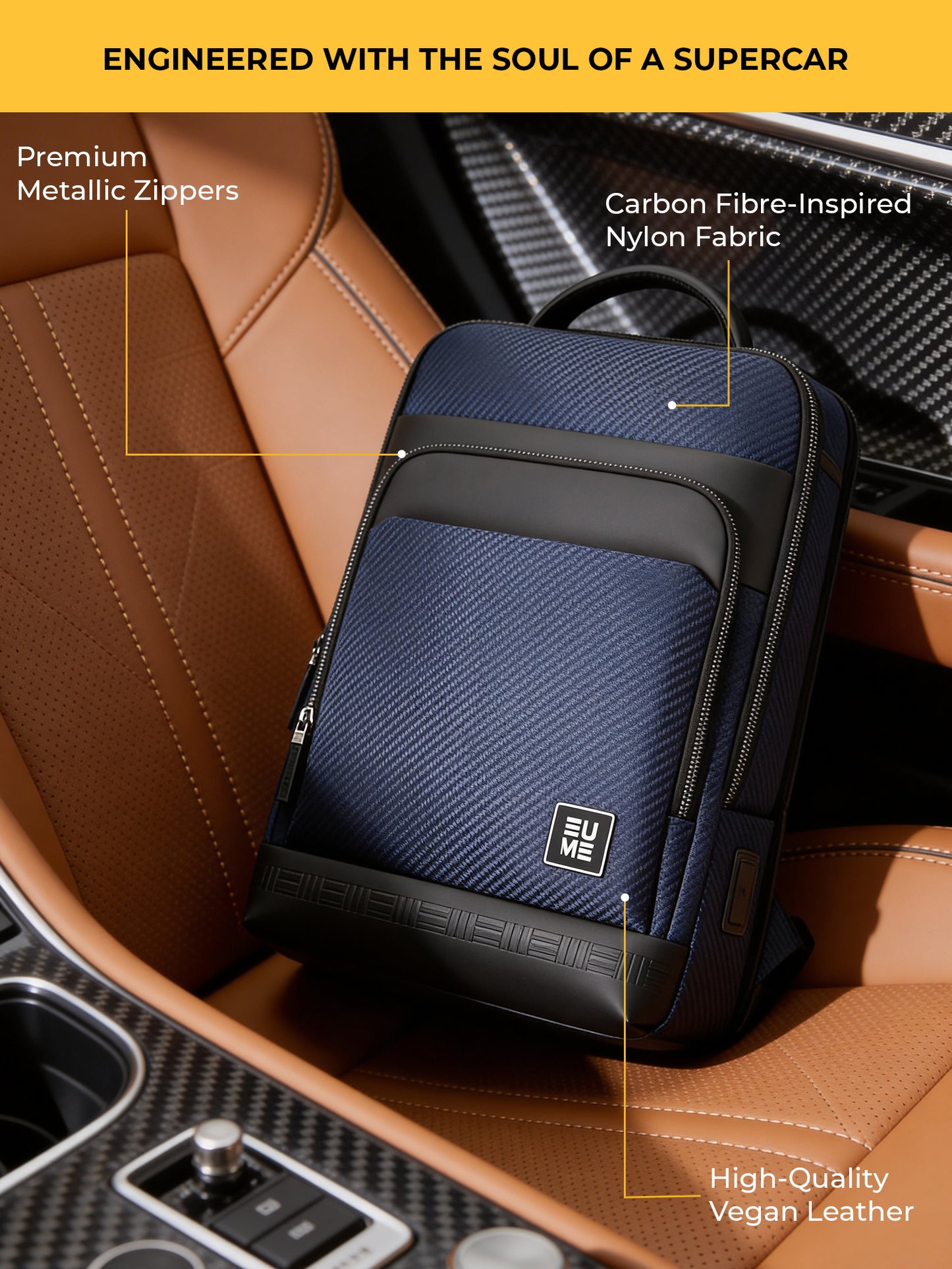 EUME carbonis 20l laptop backpack - midnight blue product image clean studio background