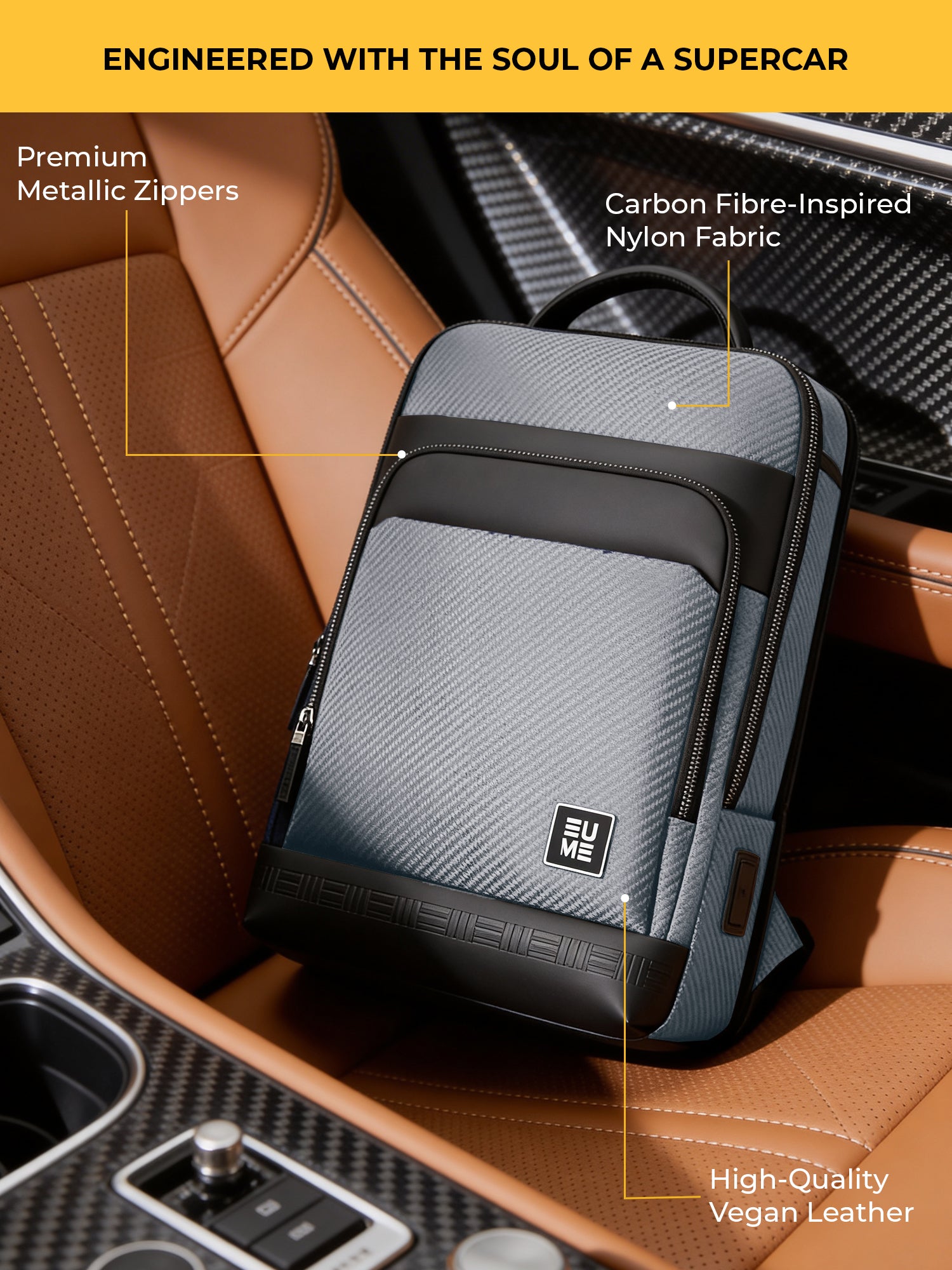 EUME carbonis 20l laptop backpack - ash grey product image clean studio background