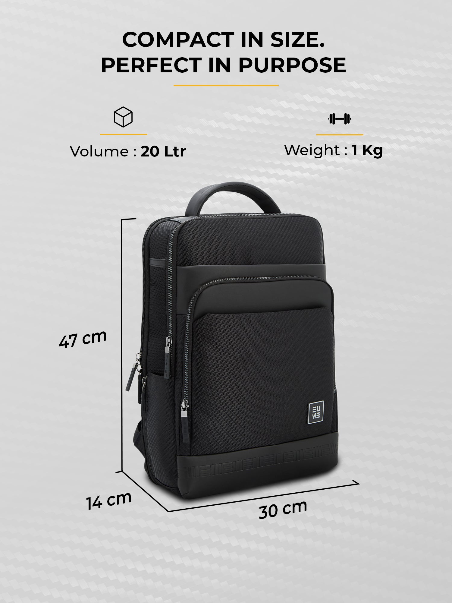 EUME carbonis 20l laptop backpack - charcoal black product image clean studio background