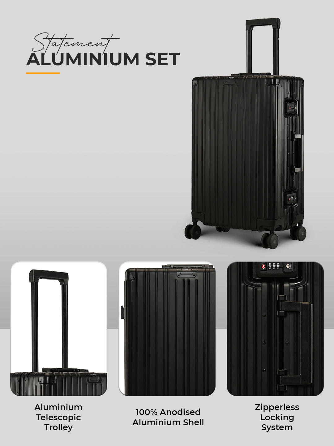 Aluminium Black Check-In Medium