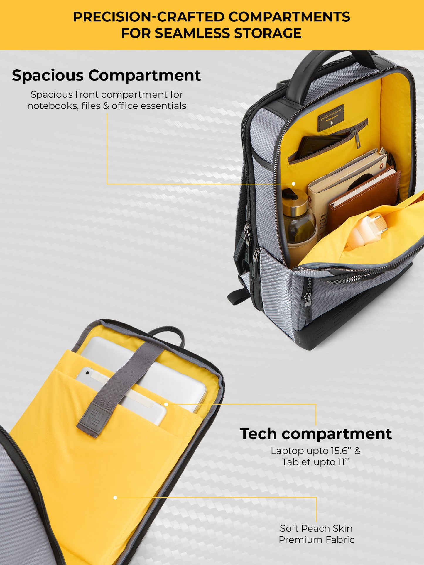 EUME carbonis 20l laptop backpack - ash grey product image clean studio background