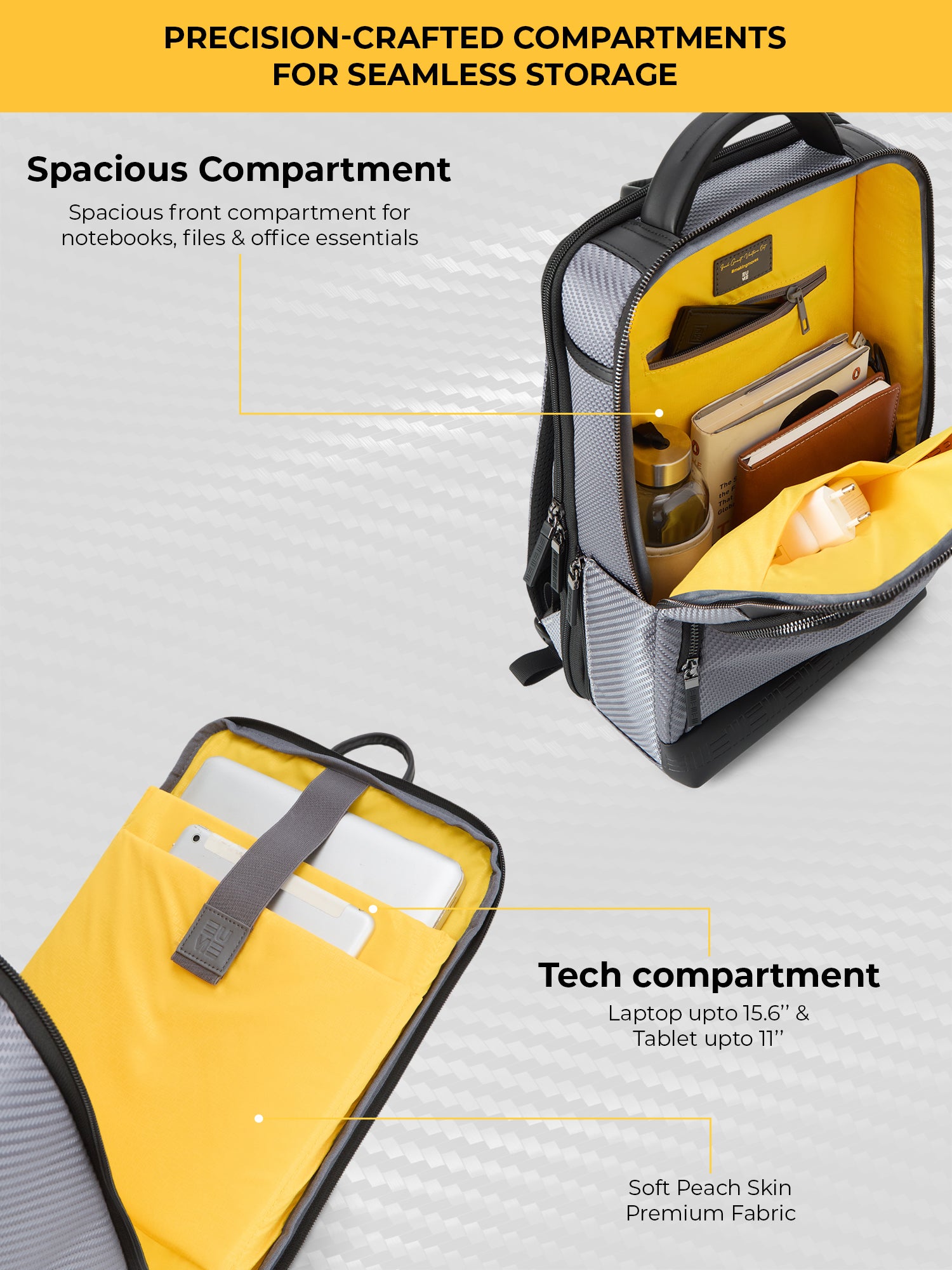 EUME carbonis 20l laptop backpack - ash grey product image clean studio background