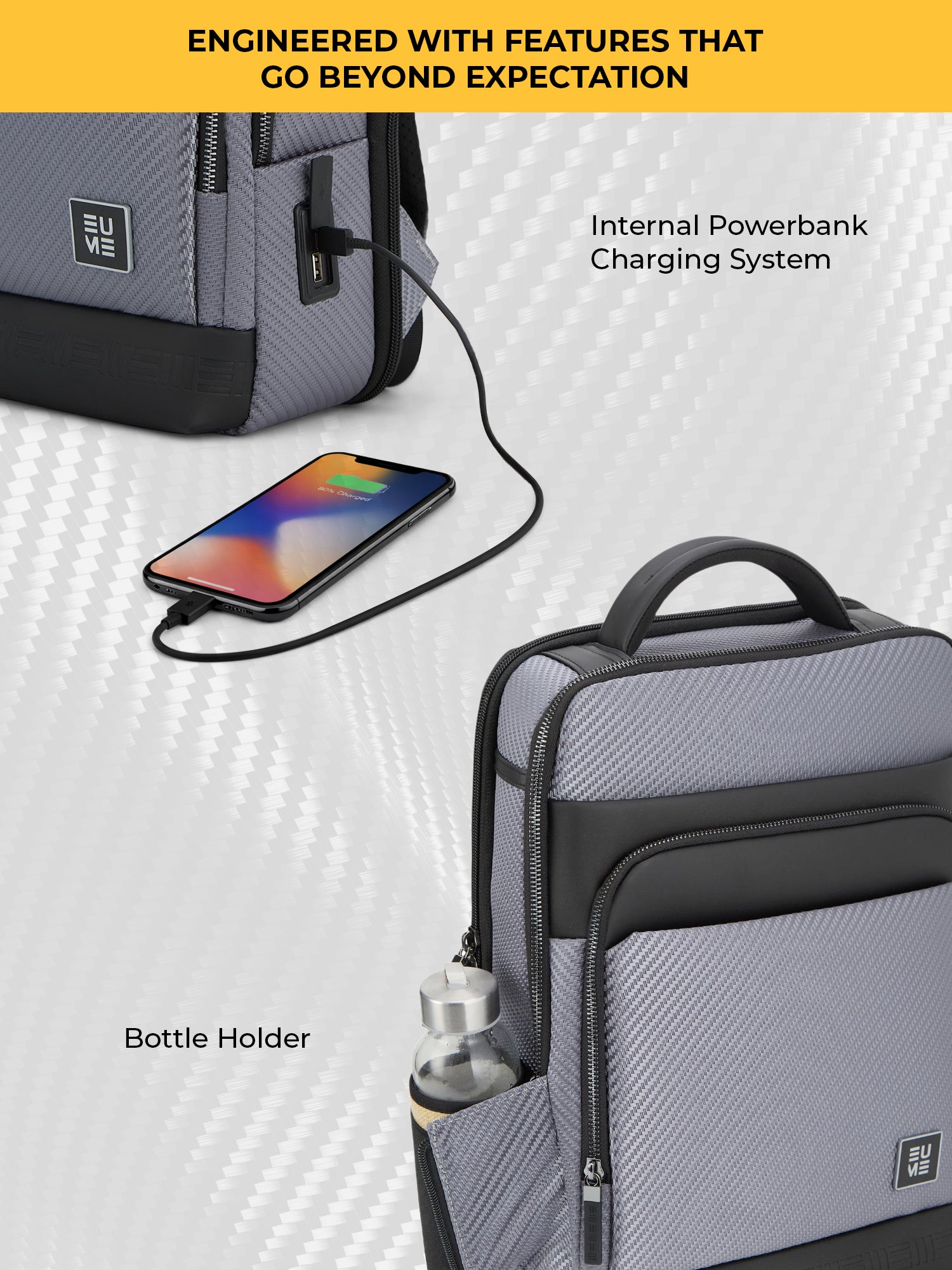 EUME carbonis 20l laptop backpack - ash grey product image clean studio background