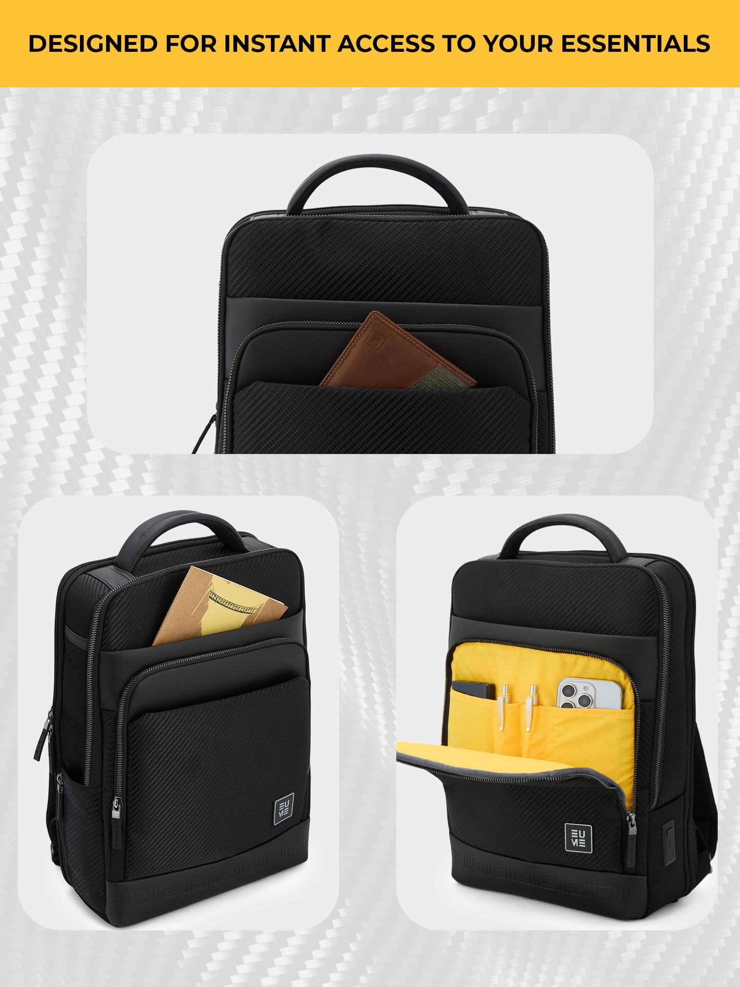 EUME carbonis 20l laptop backpack - charcoal black product image clean studio background