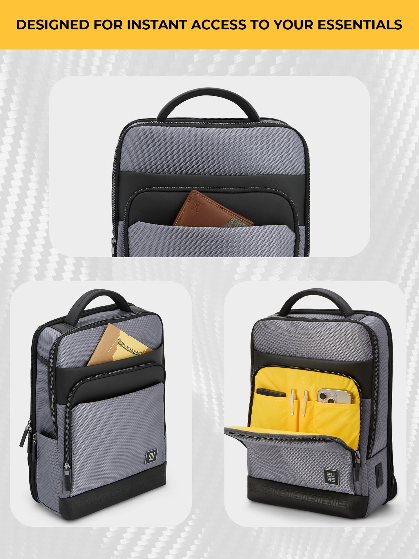 EUME carbonis 20l laptop backpack - ash grey product image clean studio background