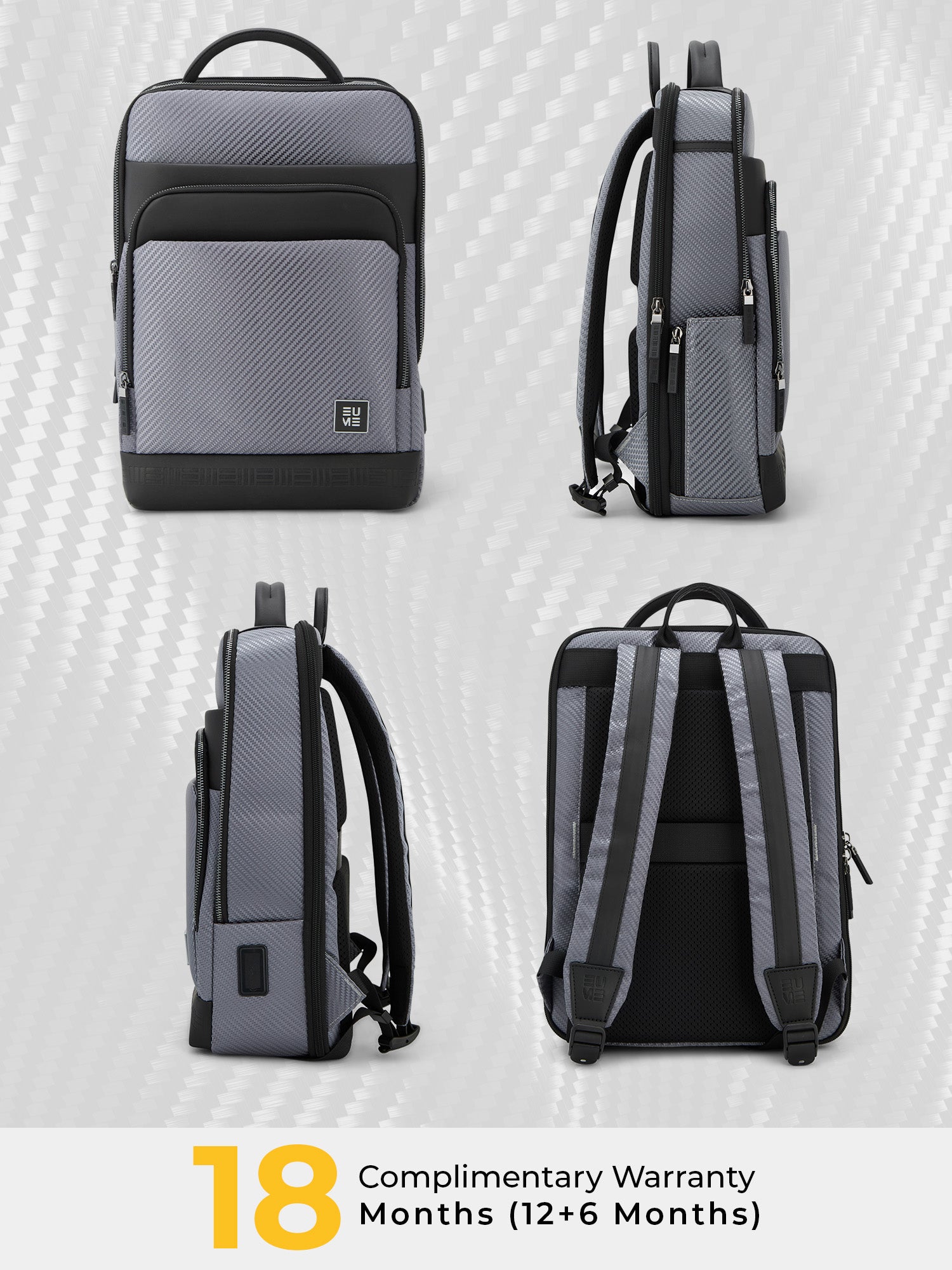 EUME carbonis 20l laptop backpack - ash grey product image clean studio background