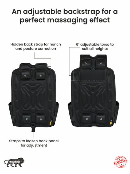 Adjustable backstrap design for Barret 29L Massager Backpack.