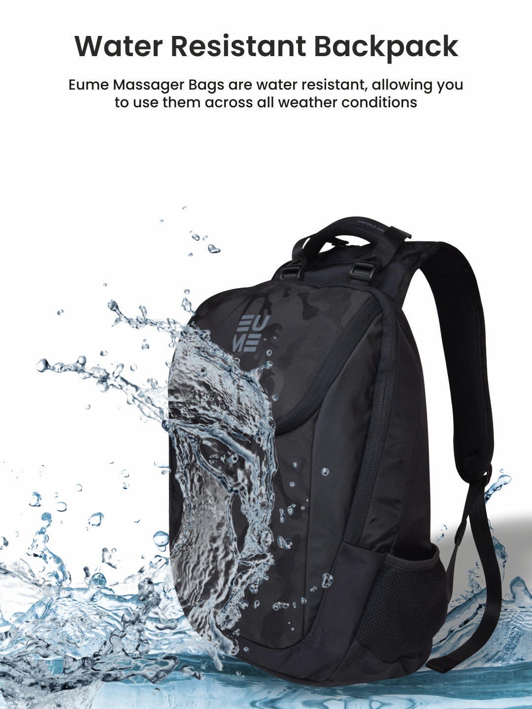 Water-resistant Barret 29L Massager Backpack for all weather conditions.