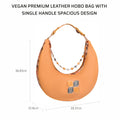 Vegan premium leather cinnamon hobo bag with stylish single handle.