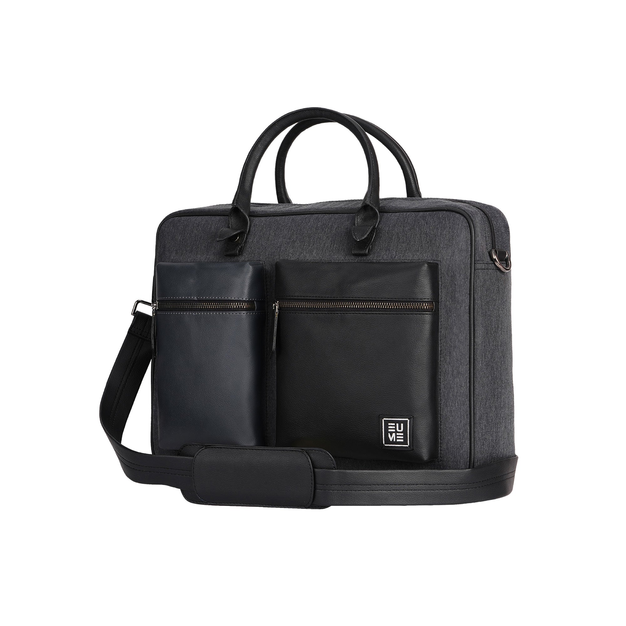 Stylish Attache Messenger Bag with dual zippered pockets.