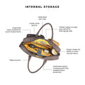 Attache Messenger Bag internal storage features and organization compartments.