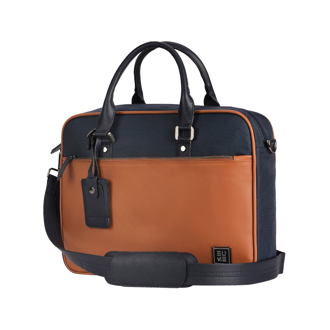 Stylish Commute Messenger Bag in brown and navy blue colors.