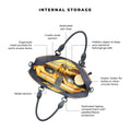 Commute Messenger Bag interior showing organized storage and dedicated compartments.