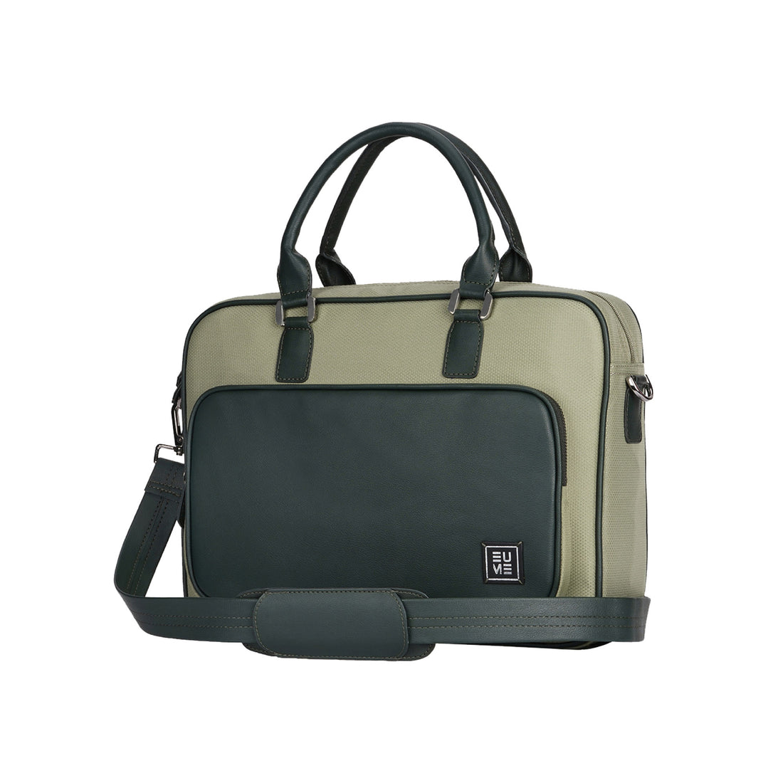 Executive Messenger Bag in green and beige for professionals.