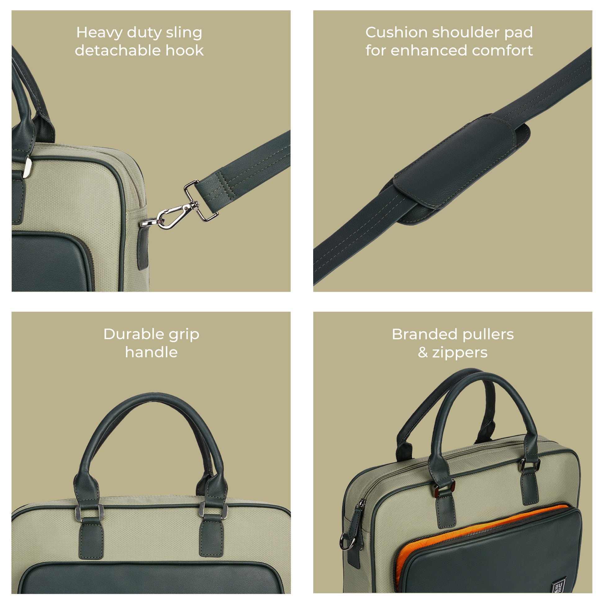 Executive Messenger Bag features durable handles and comfort-enhancing shoulder strap.