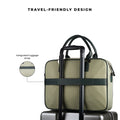 Travel-friendly executive messenger bag with integrated luggage strap.