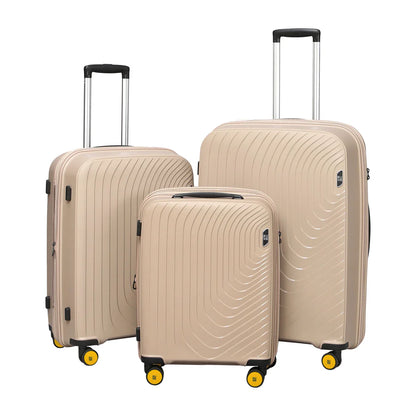 Wanderer Check-In Large luggage set in stylish beige color.