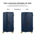 Versatile Trunk Check-In Plus luggage expands for extra packing capacity.