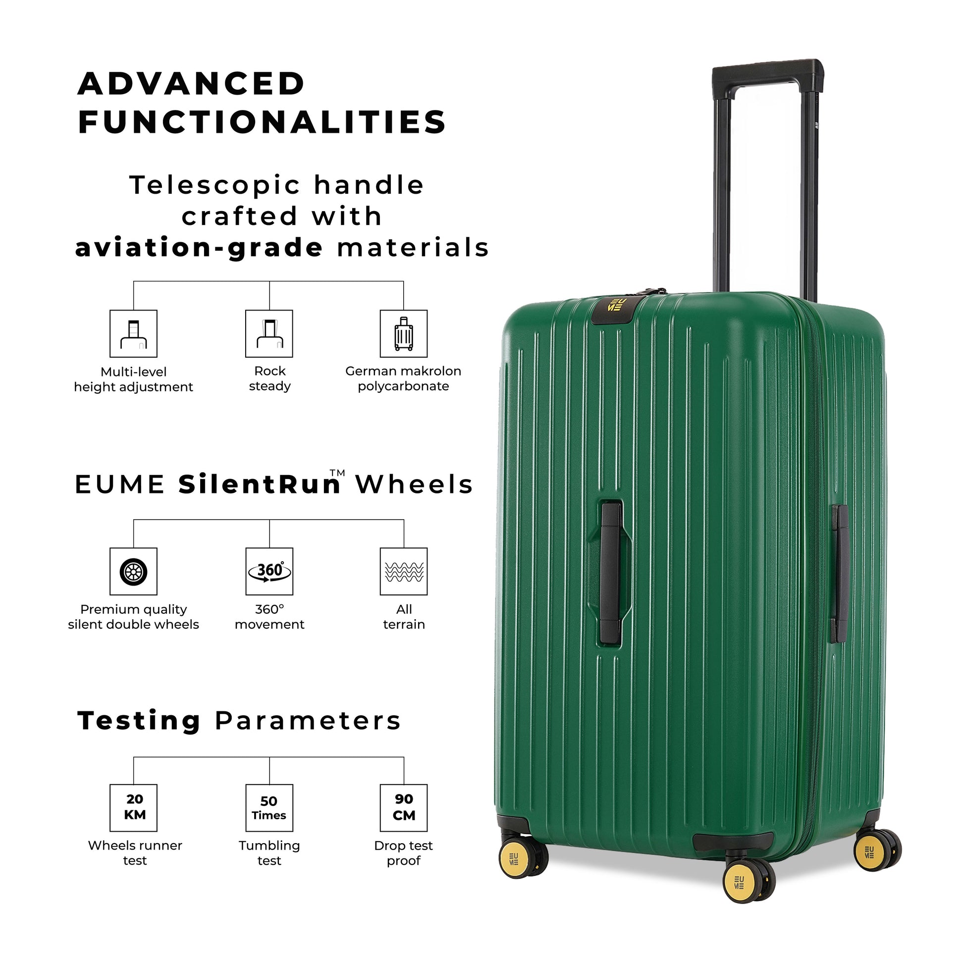 "Trunk Check-In Plus suitcase with advanced functionality and durable design"