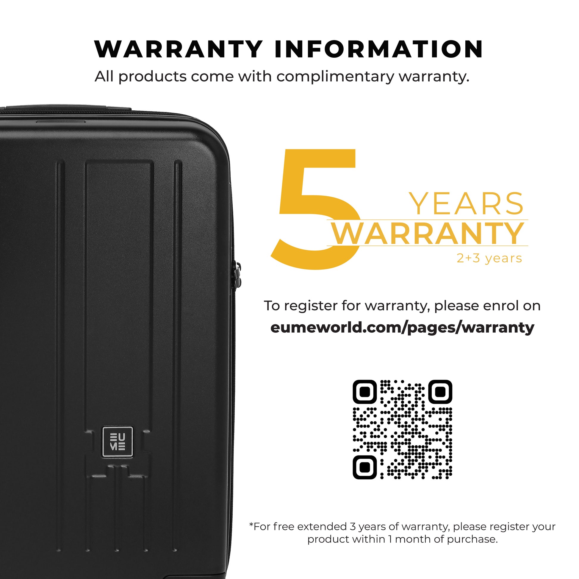 "Charter Cabin suitcase warranty information and registration details"