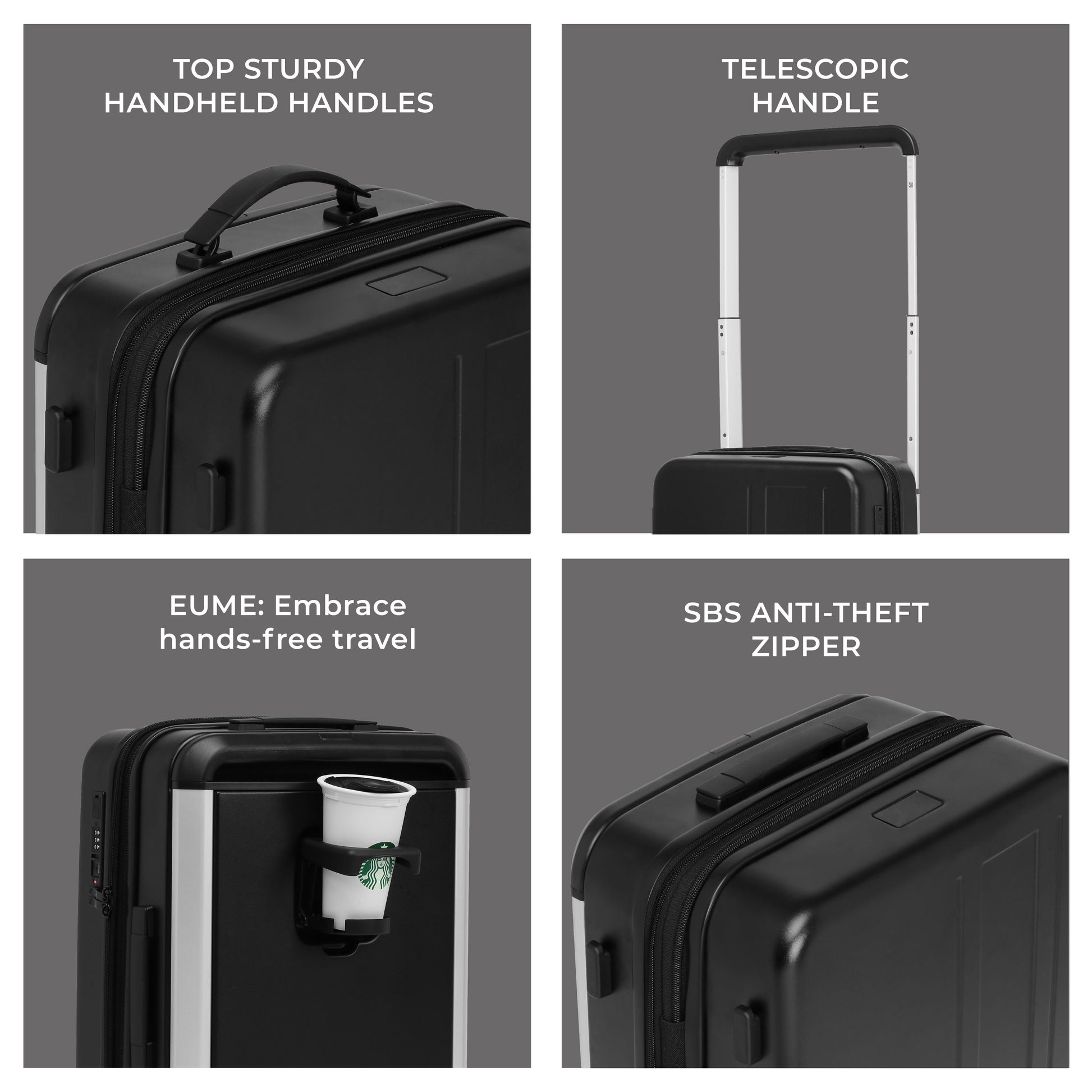 Charter Cabin suitcase features sturdy handles and anti-theft zipper.