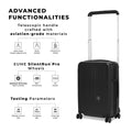 Black Charter Cabin suitcase with advanced features and wheels.