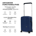 Charter Cabin suitcase with advanced features and EUME SilentRun wheels.