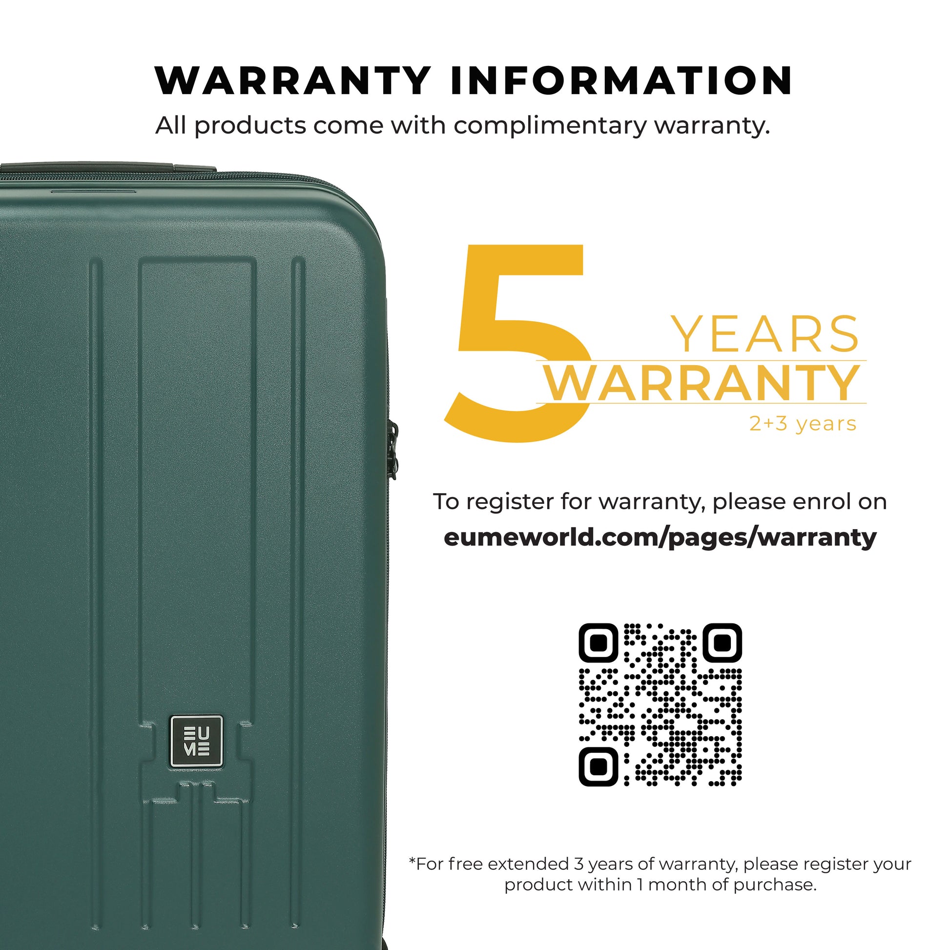 "Charter Cabin suitcase warranty information and registration details."