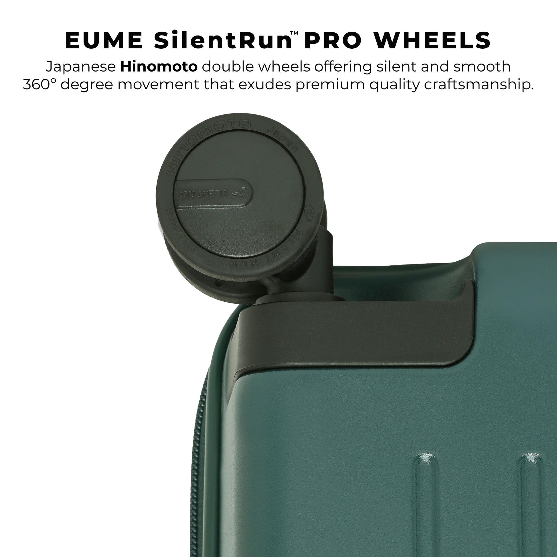 EUME Charter Cabin suitcase featuring SilentRun™ Pro wheels for smooth movement.