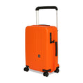 Bright orange charter cabin luggage with wheels and retractable handle.