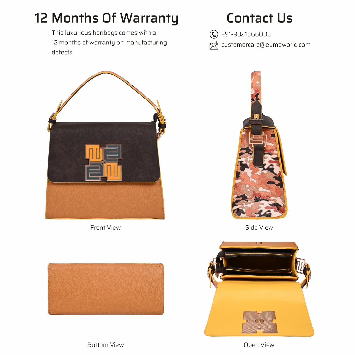 Espresso Satchel Bag with multiple views showcasing stylish design and details.