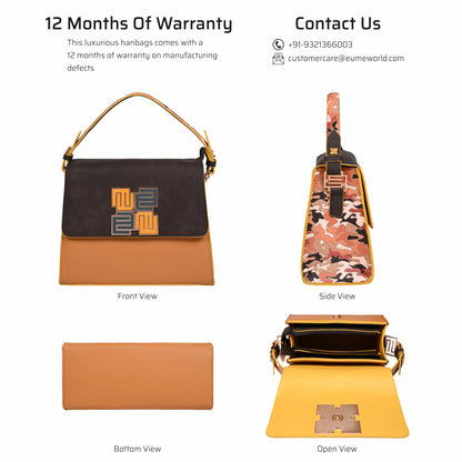 Espresso Satchel Bag with multiple views showcasing stylish design and details.