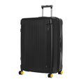 Nomad Set of 3 black suitcase with wheels and retractable handle.