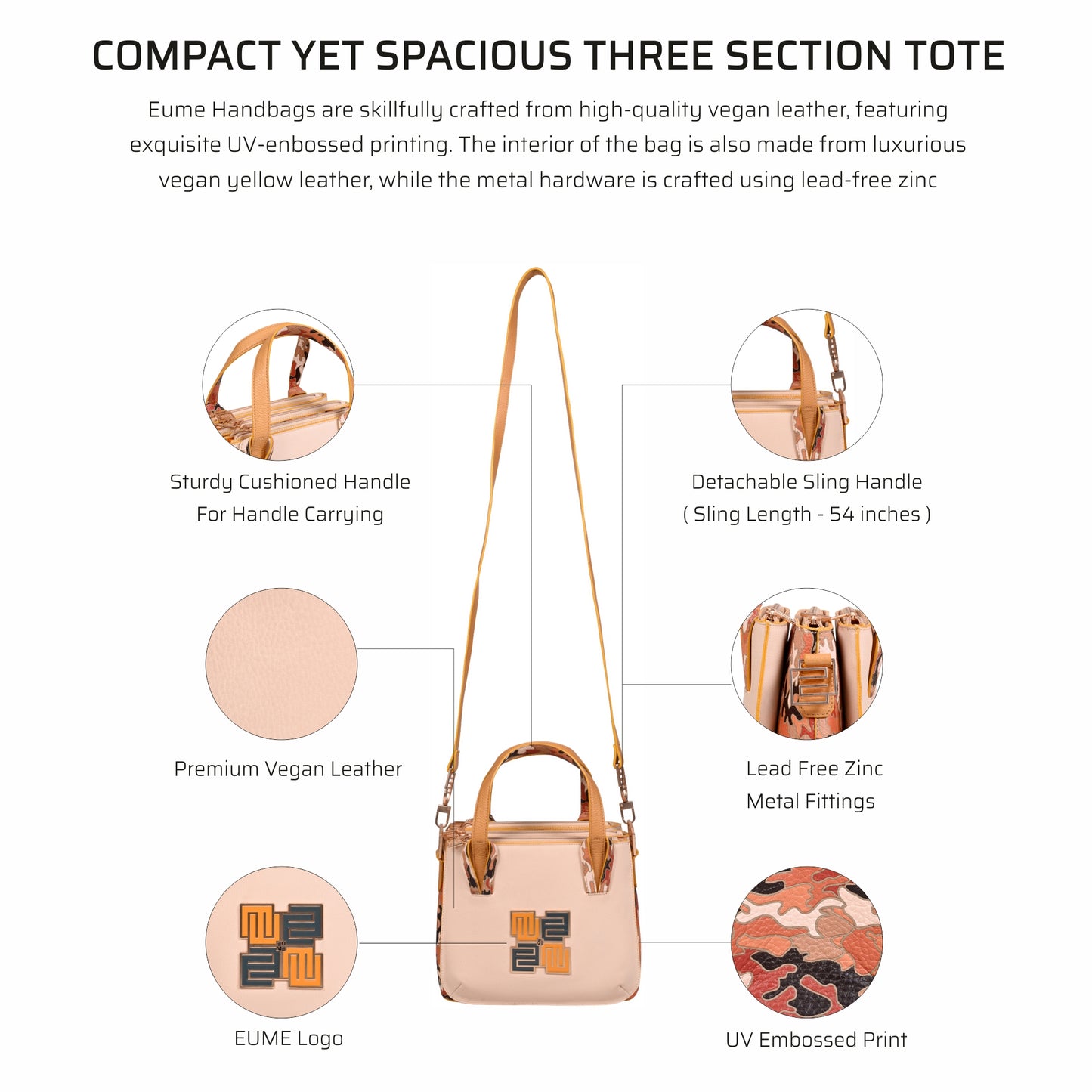 Marshmallow Tote Bag with vegan leather and stylish UV-embossed design.