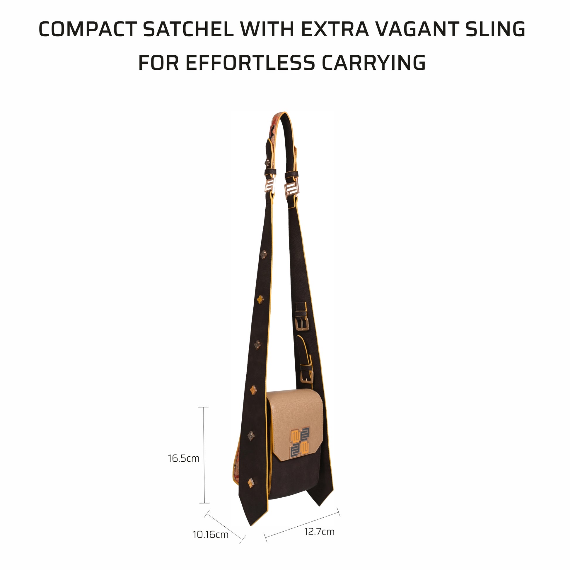 Mocha satchel bag with extravagant sling for effortless carrying.