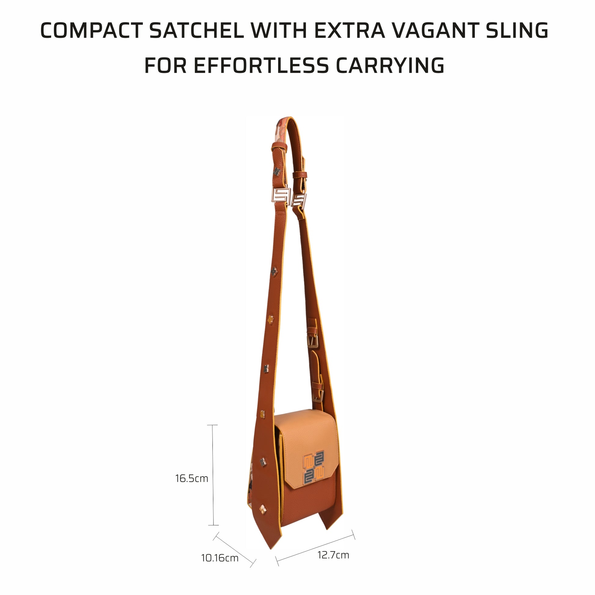 Mocha Satchel Bag with stylish sling for effortless carrying.