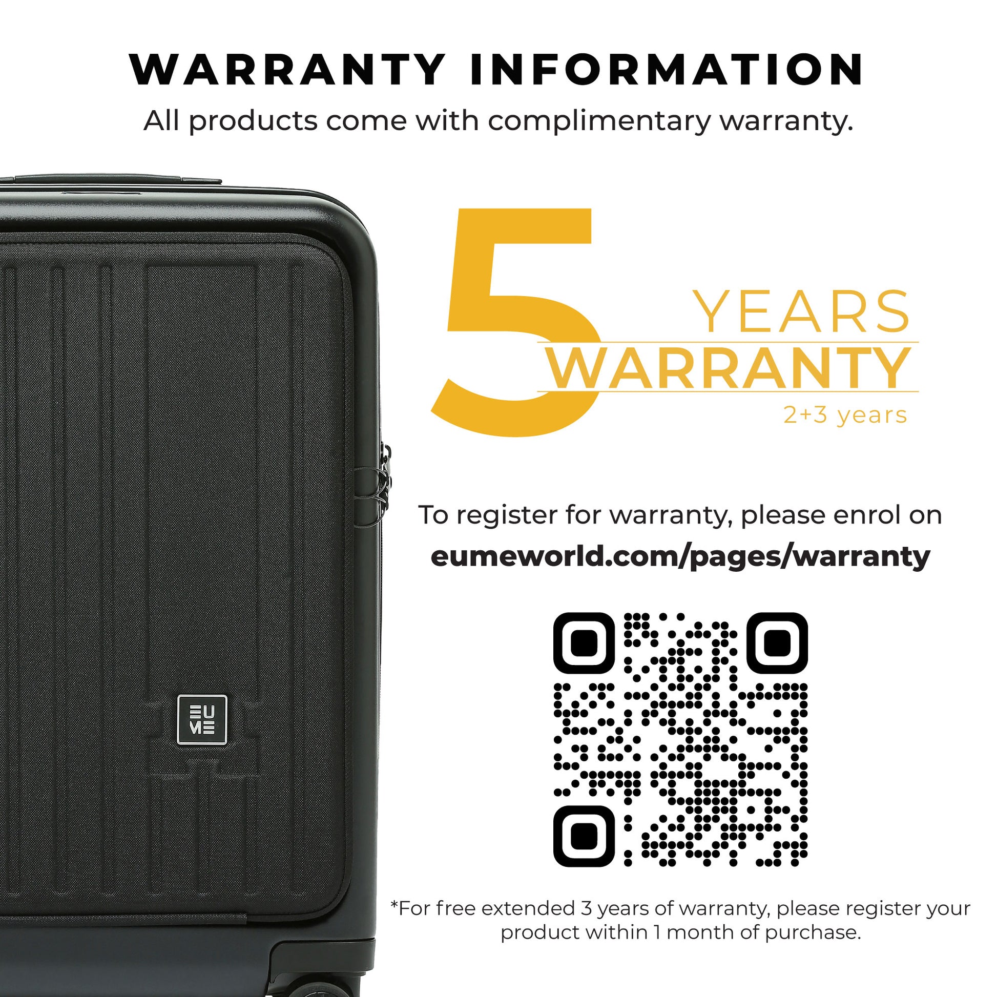 "Cabin Pro luggage warranty information and registration details."